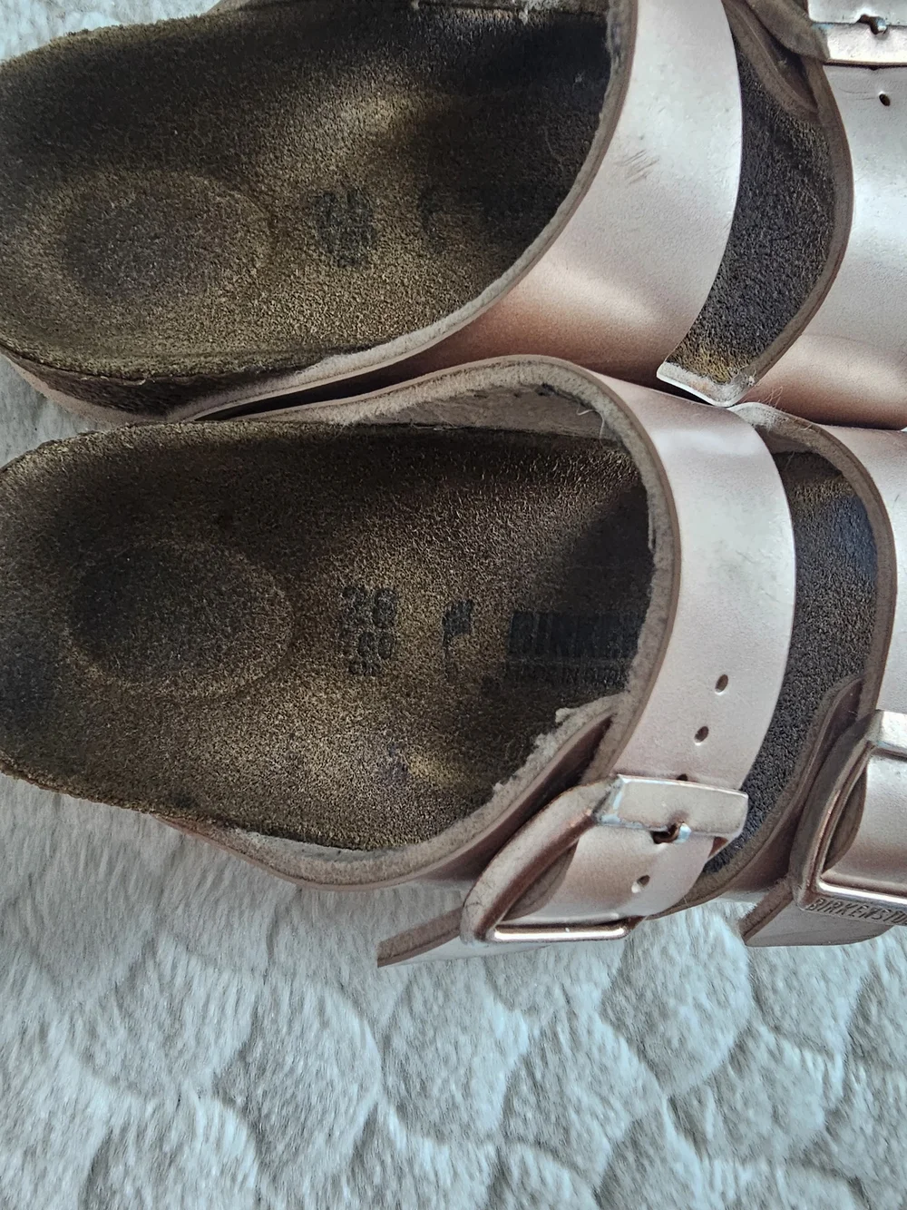 Birkenstock Kids Metallic Rose Gold Double-Buckle Slide Sandals